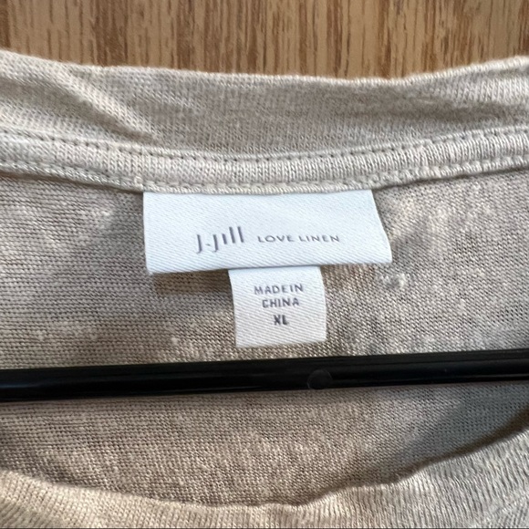 J. Jill Love Linen 100% Linen Short Sleeve Top w/ Knot Hem Size XL - Picture 5 of 7